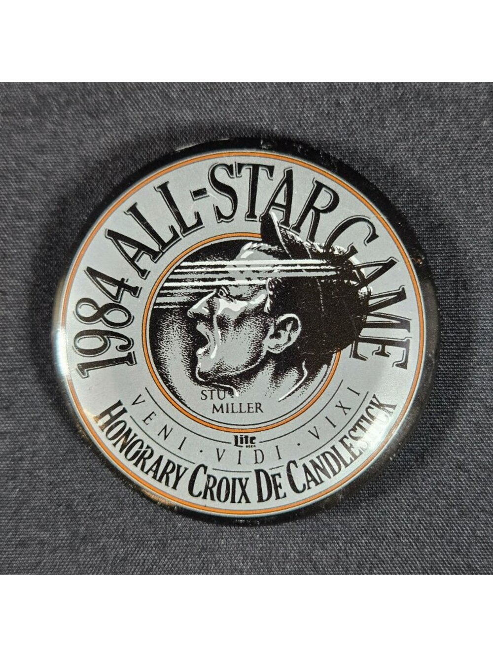 1984 All-Star Game Stu Miller Honorary Croix De Candlestick Pinback Button MLB